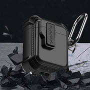For AirPods 1 / 2 Signal Flag Wireless Earphones Case with Security Lock(Black)