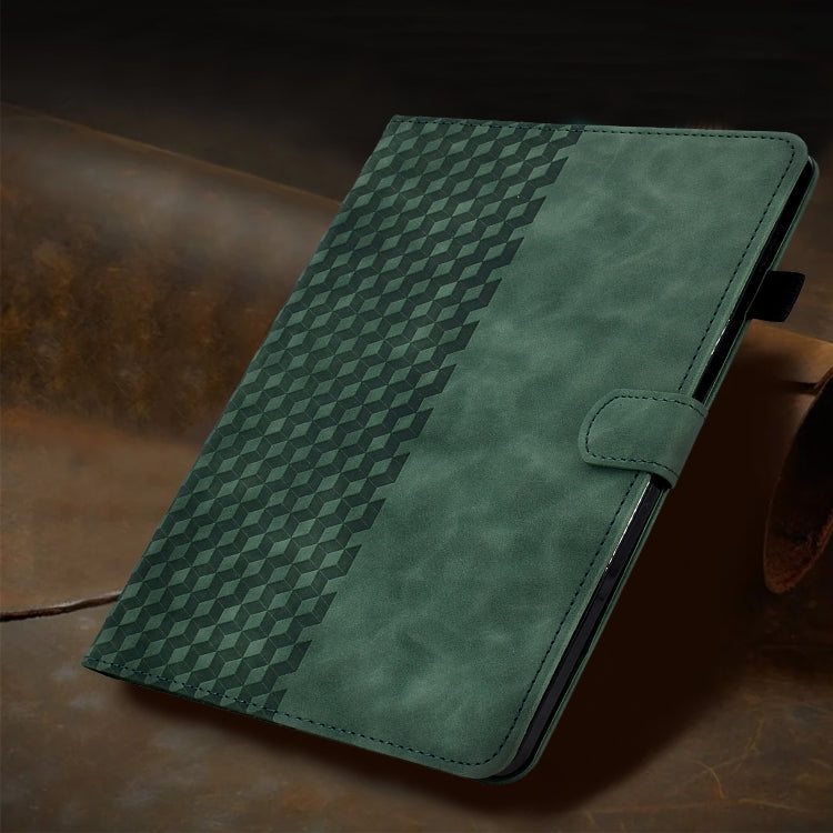 For Huawei MatePad T5 10.0 Rhombus Embossed Leather Smart Tablet Case(Green)