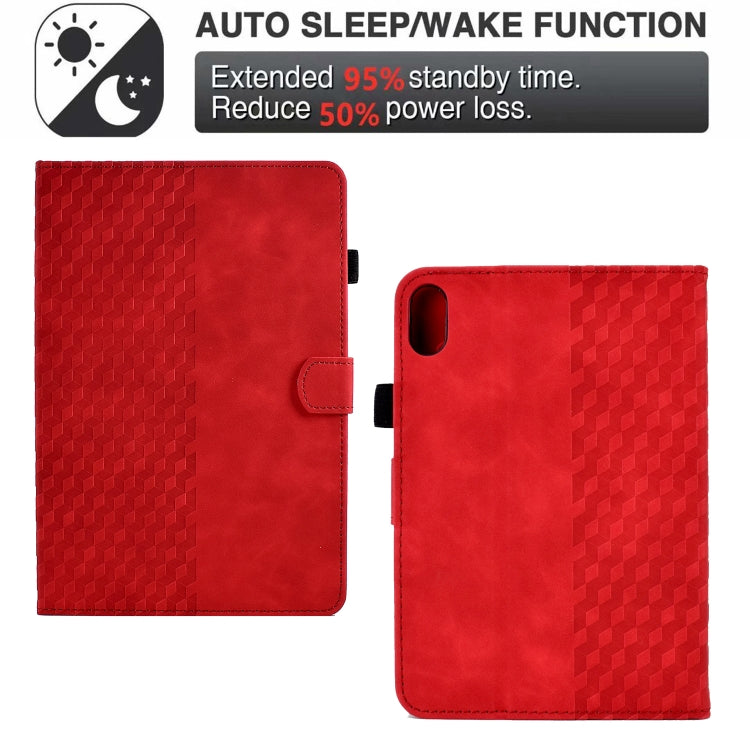For Lenovo Tab P11 / J606F Rhombus Embossed Leather Smart Tablet Case(Red)