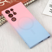 For Samsung Galaxy S23 5G Liquid TPU Silicone Gradient MagSafe Phone Case(Pink Blue)