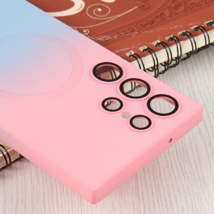 For Samsung Galaxy S23 5G Liquid TPU Silicone Gradient MagSafe Phone Case(Pink Blue)