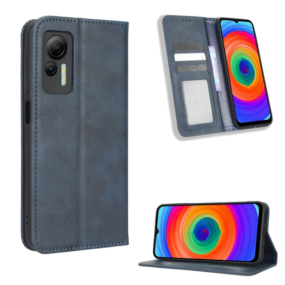 For Ulefone Note 14 Magnetic Buckle Retro Texture Leather Phone Case(Blue)