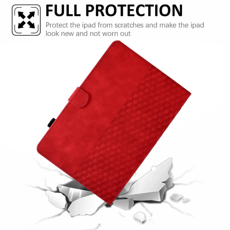 For Amazon Kindle Fire 7 2022 Rhombus Embossed Leather Tablet Case(Red)