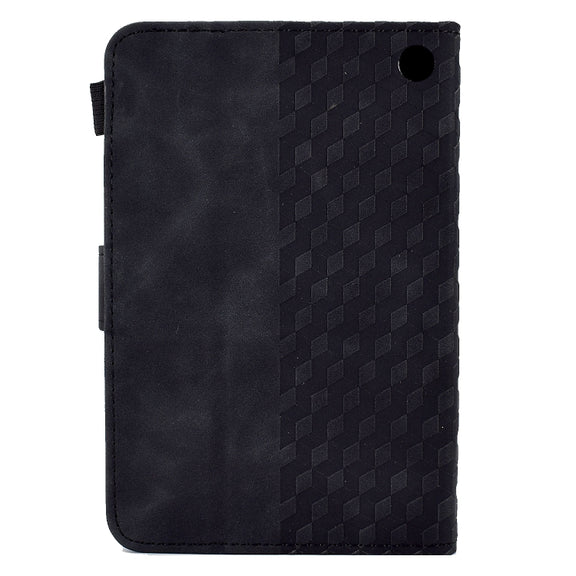 For Amazon Kindle Fire 7 2022 Rhombus Embossed Leather Tablet Case(Black)