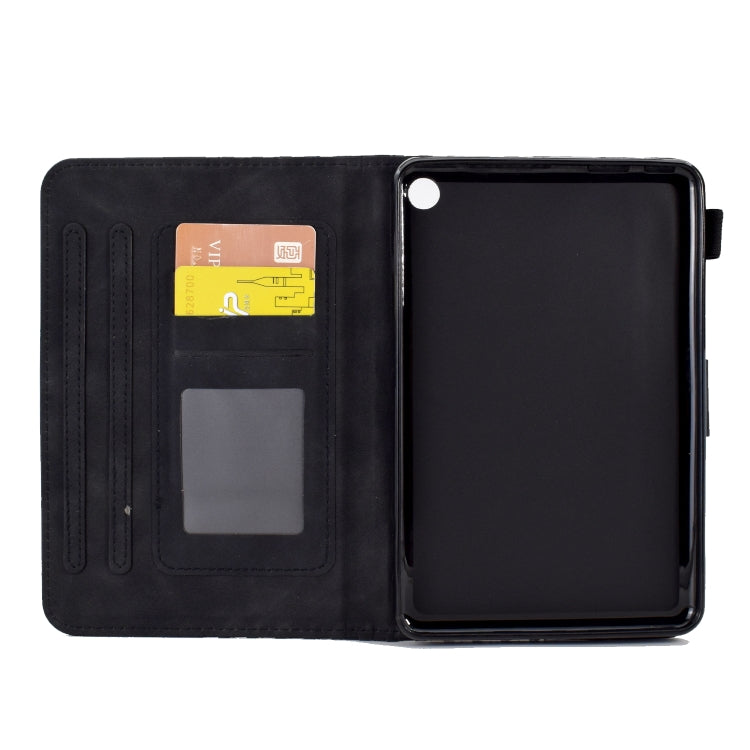 For Amazon Kindle Fire 7 2022 Rhombus Embossed Leather Tablet Case(Black)