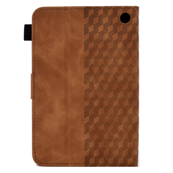 For Amazon Kindle Fire 7 2022 Rhombus Embossed Leather Tablet Case(Brown)