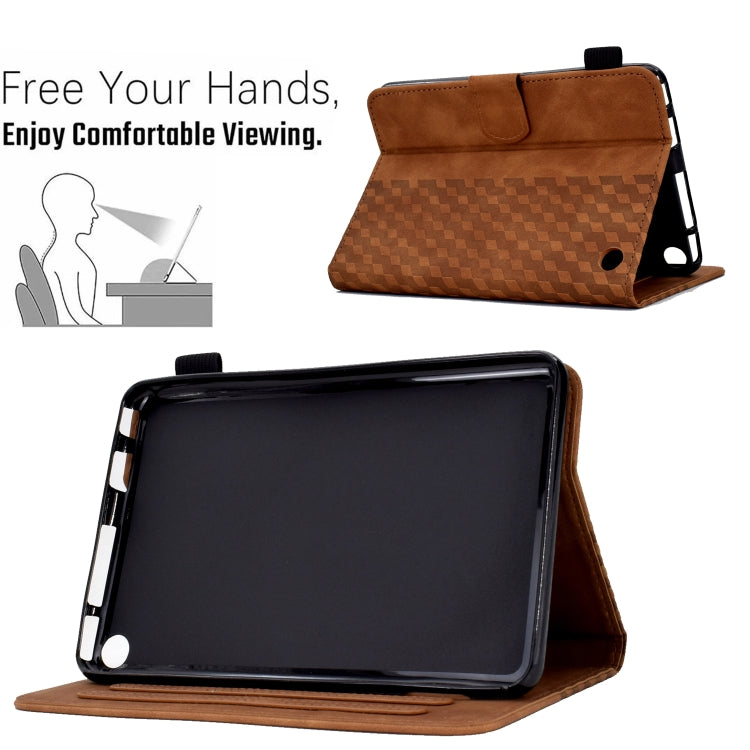 For Amazon Kindle Fire 7 2022 Rhombus Embossed Leather Tablet Case(Brown)