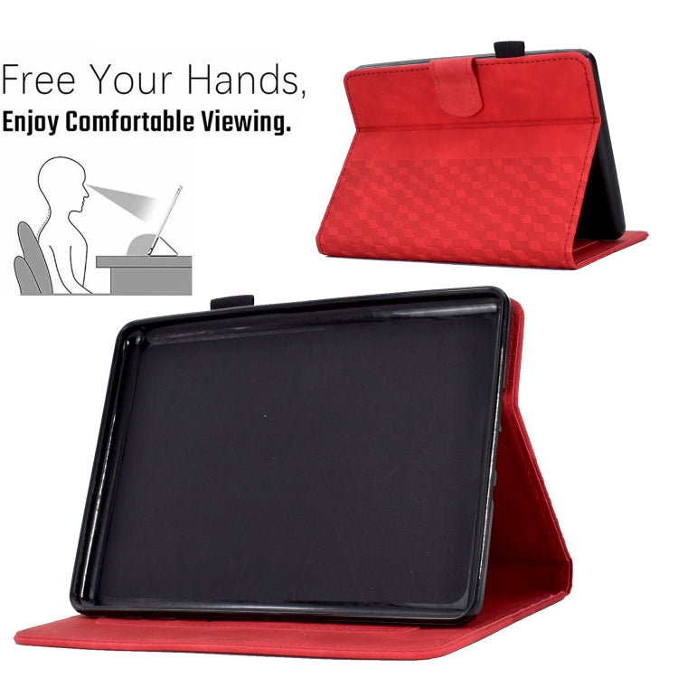 For Amazon Kindle PaperWhite 4 / 3 / 2 / 1 Rhombus Embossed Leather Tablet Case(Red)