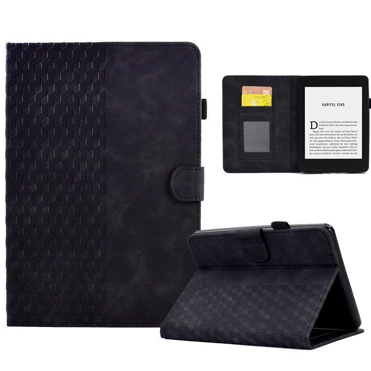 For Amazon Kindle PaperWhite 4 / 3 / 2 / 1 Rhombus Embossed Leather Tablet Case(Black)