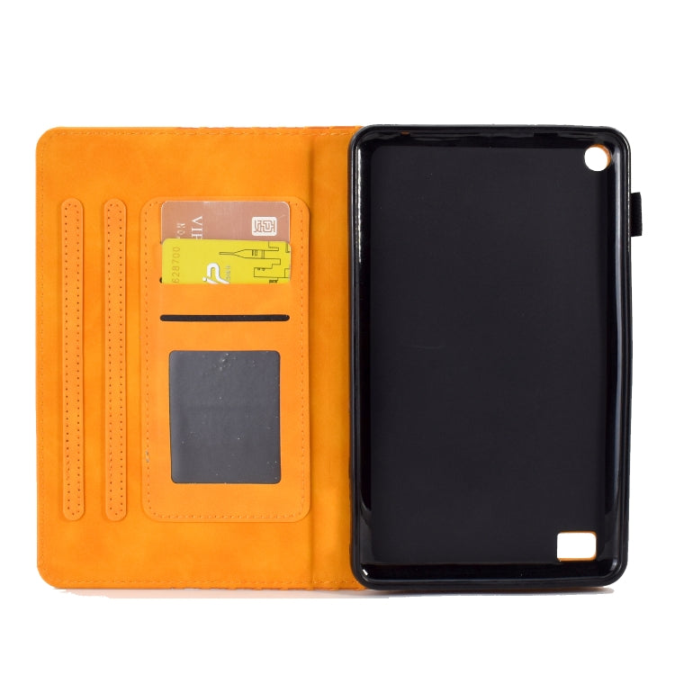For Amazon Kindle Fire 7 2019 / 2017 / 2015 Rhombus Embossed Leather Tablet Case(Khaki)