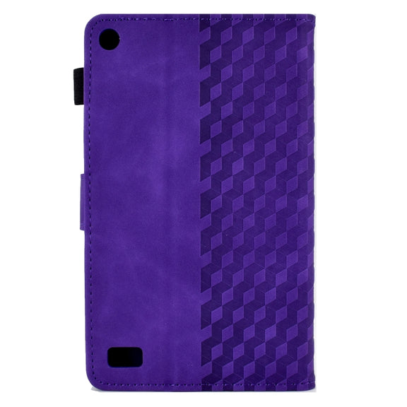 For Amazon Kindle Fire 7 2019 / 2017 / 2015 Rhombus Embossed Leather Tablet Case(Purple)