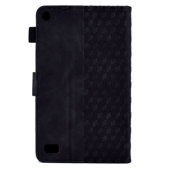 For Amazon Kindle Fire 7 2019 / 2017 / 2015 Rhombus Embossed Leather Tablet Case(Black)