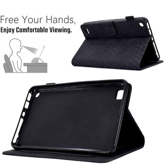 For Amazon Kindle Fire 7 2019 / 2017 / 2015 Rhombus Embossed Leather Tablet Case(Black)