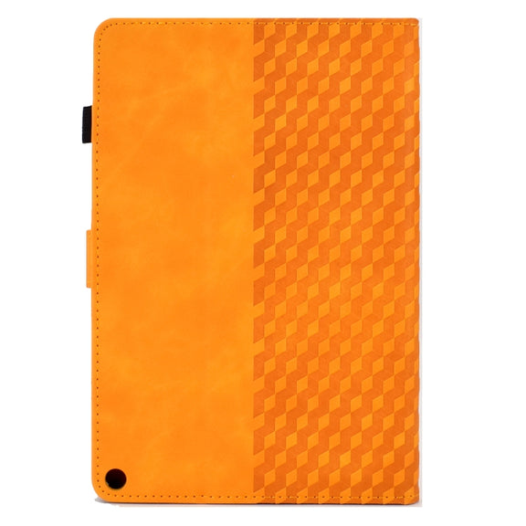 For Amazon Kindle Fire HD8 2020 Rhombus Embossed Leather Tablet Case(Khaki)