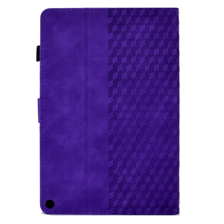 For Amazon Kindle Fire HD8 2020 Rhombus Embossed Leather Tablet Case(Purple)