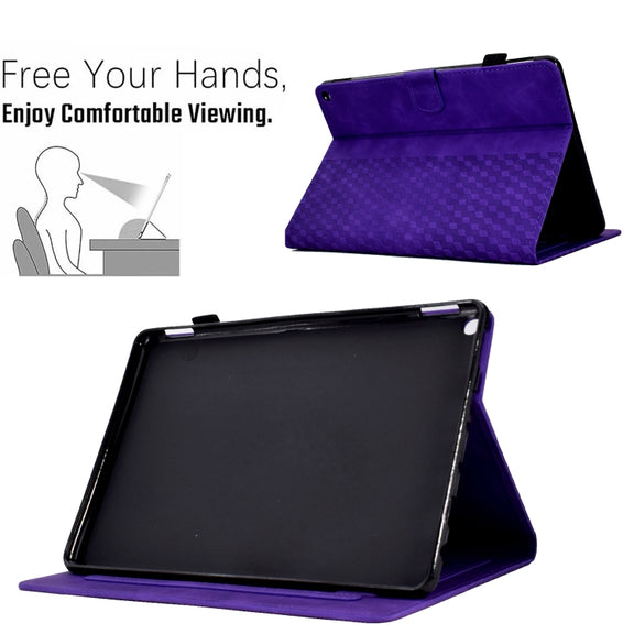 For Amazon Kindle Fire HD8 2020 Rhombus Embossed Leather Tablet Case(Purple)
