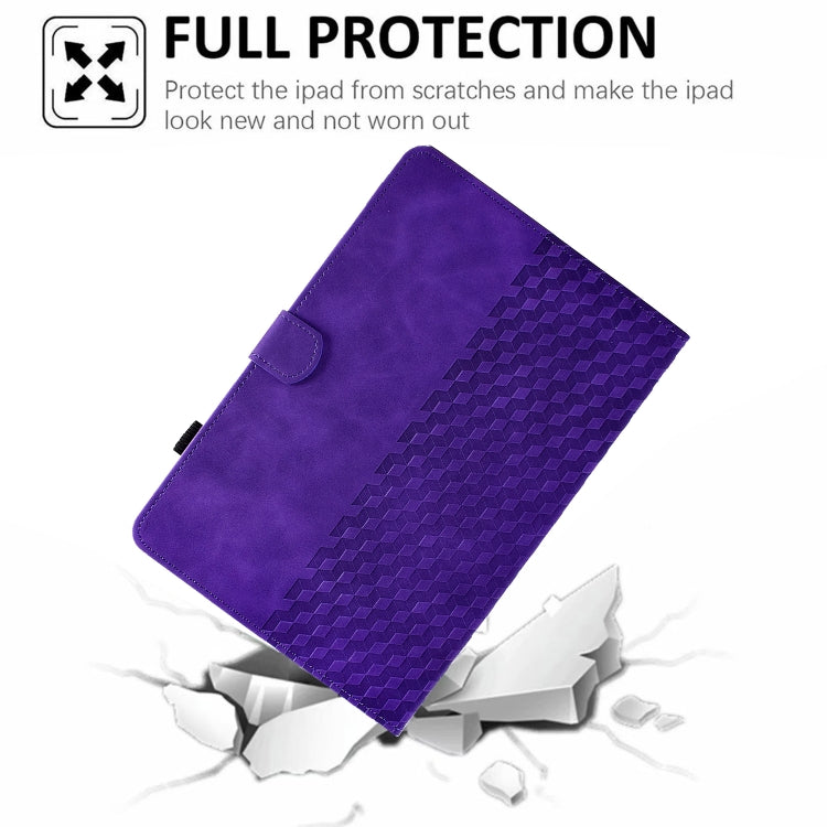 For Amazon Kindle Fire HD8 2020 Rhombus Embossed Leather Tablet Case(Purple)