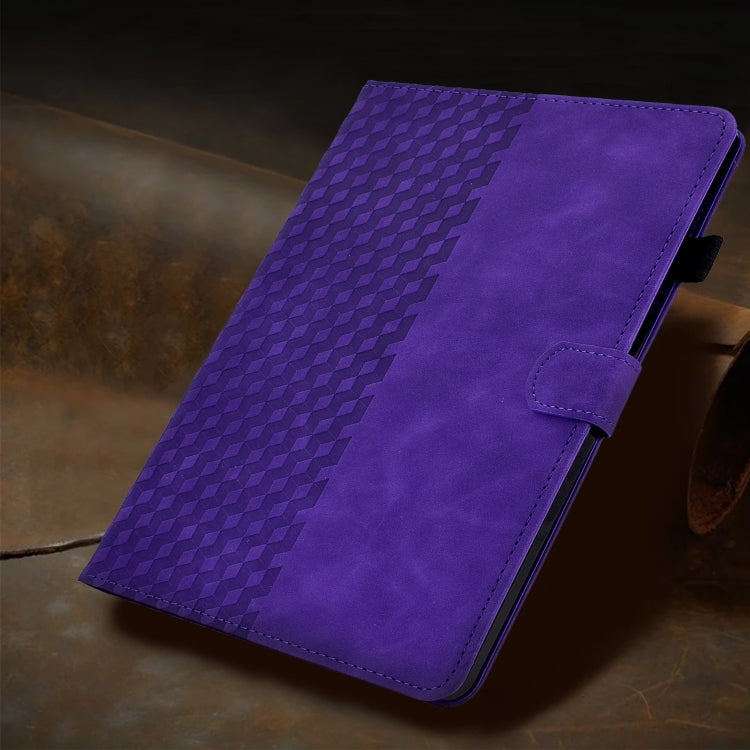 For Amazon Kindle Fire HD8 2020 Rhombus Embossed Leather Tablet Case(Purple)