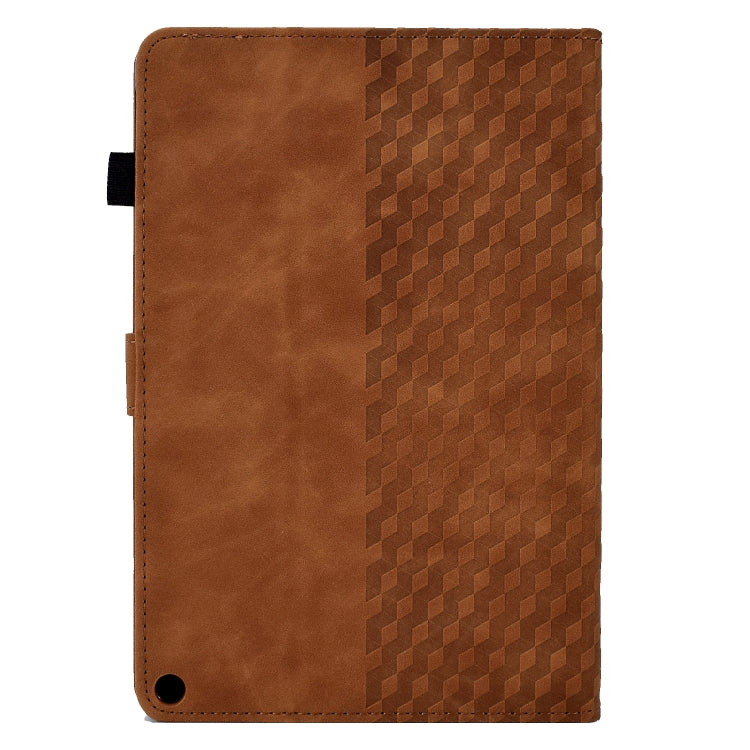 For Amazon Kindle Fire HD8 2020 Rhombus Embossed Leather Tablet Case(Brown)
