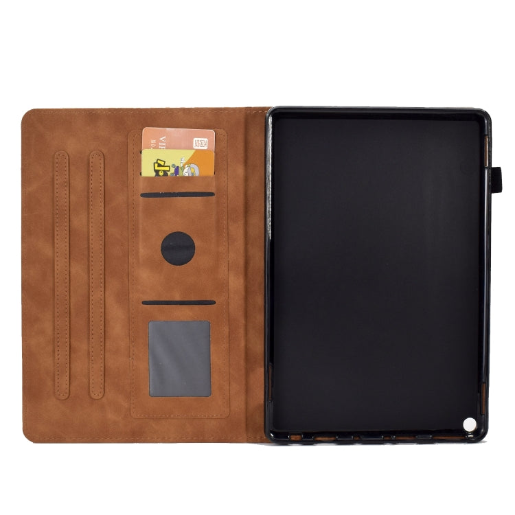For Amazon Kindle Fire HD8 2020 Rhombus Embossed Leather Tablet Case(Brown)
