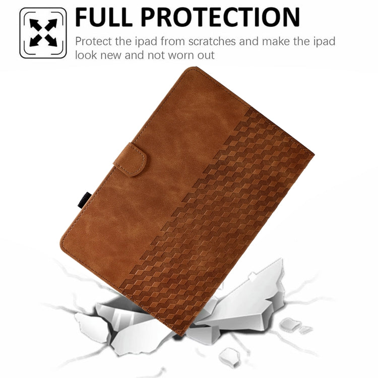 For Amazon Kindle Fire HD8 2020 Rhombus Embossed Leather Tablet Case(Brown)