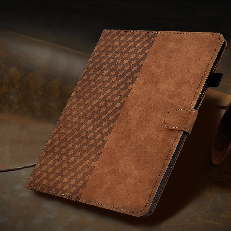 For Amazon Kindle Fire HD8 2020 Rhombus Embossed Leather Tablet Case(Brown)