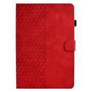 For Amazon Kindle Fire HD8 2018 / 2017 / 2016 Rhombus Embossed Leather Tablet Case(Red)