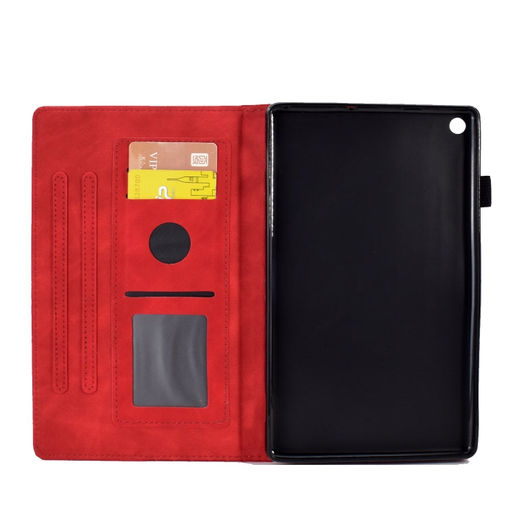 For Amazon Kindle Fire HD8 2018 / 2017 / 2016 Rhombus Embossed Leather Tablet Case(Red)