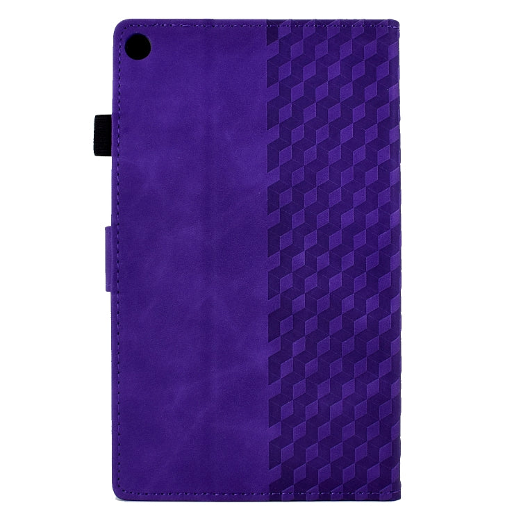 For Amazon Kindle Fire HD8 2018 / 2017 / 2016 Rhombus Embossed Leather Tablet Case(Purple)