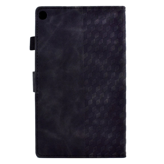 For Amazon Kindle Fire HD8 2018 / 2017 / 2016 Rhombus Embossed Leather Tablet Case(Black)