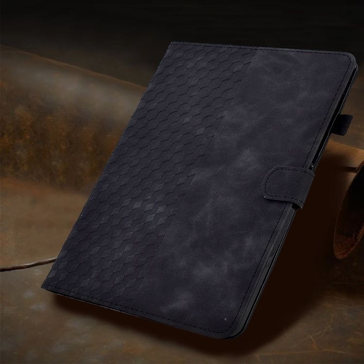 For Amazon Kindle Fire HD8 2018 / 2017 / 2016 Rhombus Embossed Leather Tablet Case(Black)