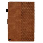 For Amazon Kindle Fire HD10 Plus 2021 Rhombus Embossed Leather Tablet Case(Brown)