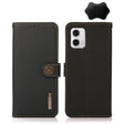 For Motorola Moto G73 5G KHAZNEH Custer Texture RFID Genuine Leather Phone Case(Black) - free shipping - PMC TechLife - Order now!