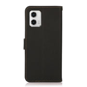 For Motorola Moto G73 5G KHAZNEH Custer Texture RFID Genuine Leather Phone Case(Black)
