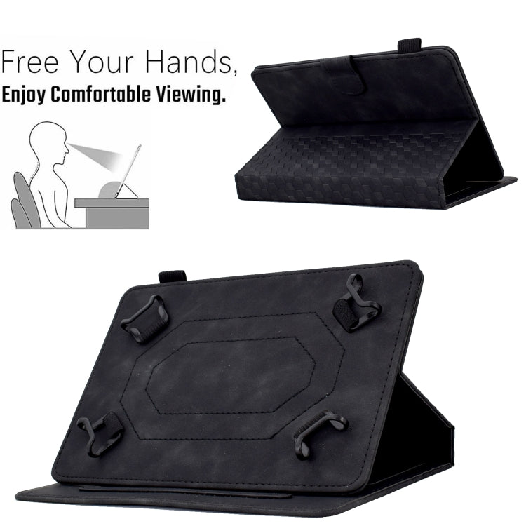 For 7.0 inch Universal Tablet Rhombus Embossed Leather Case(Black)