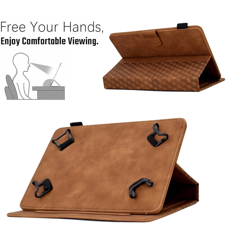 For 7.0 inch Universal Tablet Rhombus Embossed Leather Case(Brown)