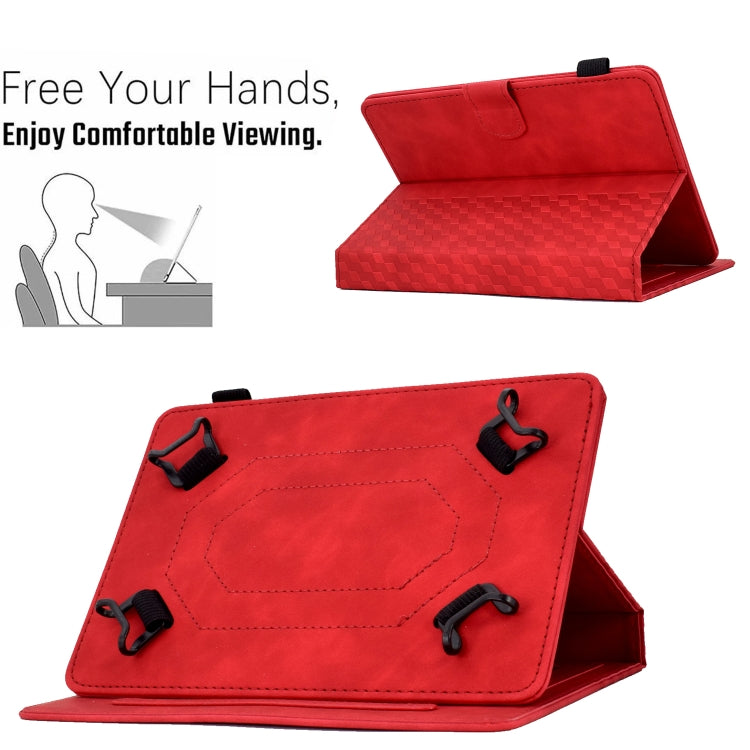For 8.0 inch Universal Tablet Rhombus Embossed Leather Case(Red)