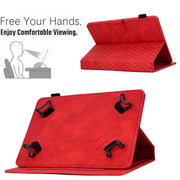 For 8.0 inch Universal Tablet Rhombus Embossed Leather Case(Red)