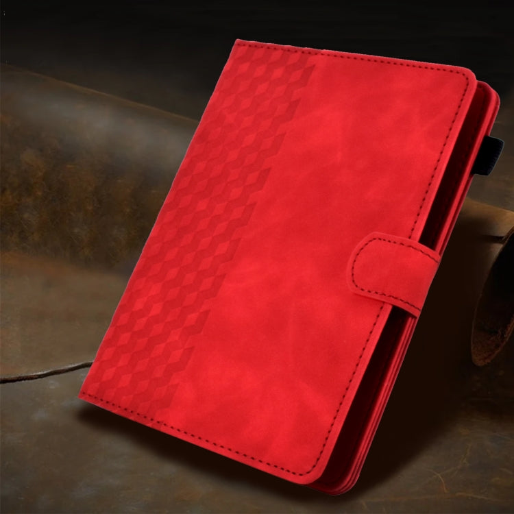 For 8.0 inch Universal Tablet Rhombus Embossed Leather Case(Red)