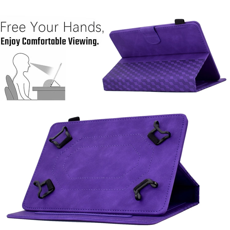 For 8.0 inch Universal Tablet Rhombus Embossed Leather Case(Purple)
