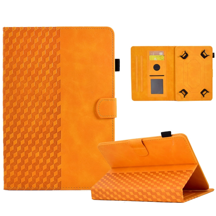 For 10.0 inch Universal Tablet Rhombus Embossed Leather Case(Khaki)