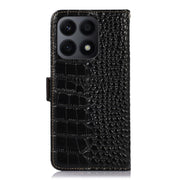 For Honor X8a 4G Crocodile Top Layer Cowhide Leather Phone Case(Black)