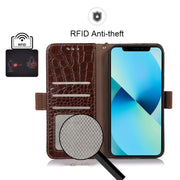 For Honor X8a 4G Crocodile Top Layer Cowhide Leather Phone Case(Brown)