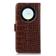 For Honor X9a/X40 5G Crocodile Top Layer Cowhide Leather Phone Case(Brown)