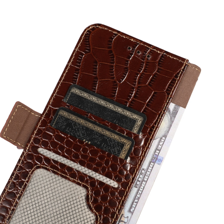 For Honor X9a/X40 5G Crocodile Top Layer Cowhide Leather Phone Case(Brown)