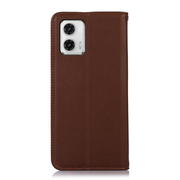 For Motorola Moto G73 5G KHAZNEH Nappa Top Layer Cowhide Leather Phone Case(Brown)