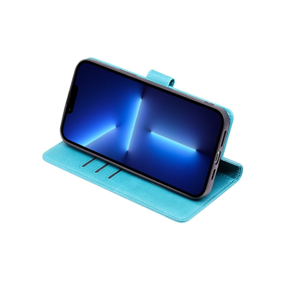 For OPPO A17k Calf Texture Buckle Flip Leather Phone Case(Light Blue)