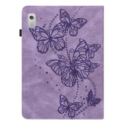 For Lenovo Tab M8 4th Gen Embossed Butterfly Pattern Leather Tablet Case(Purple)