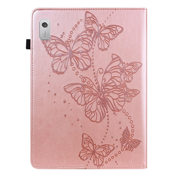 For Lenovo Tab M8 4th Gen Embossed Butterfly Pattern Leather Tablet Case(Pink)