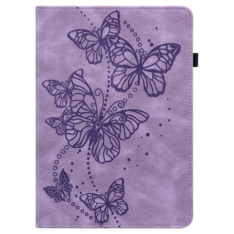 For Lenovo Pad Pro 2022 11.2 inch / Tab P11 Pro Gen 2 Embossed Butterfly Pattern Leather Tablet Case(Purple)